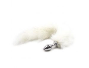 Korek analny z lisim ogonem Toyz4lovers Long Fox Tail biały 7 cm