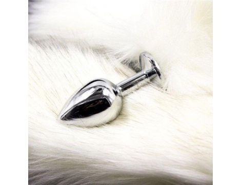 Korek analny z lisim ogonem Toyz4lovers Long Fox Tail biały 7 cm - 2