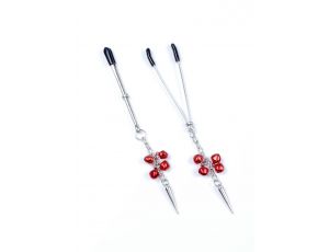 Klipsy na sutki regulowane z dzwoneczkami Fetish B Series 14 cm