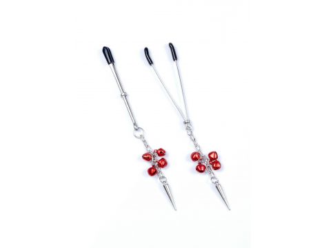 Klipsy na sutki regulowane z dzwoneczkami Fetish B Series 14 cm
