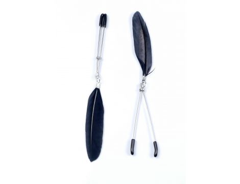 Klipsy na sutki regulowane z piórkami Fetish B Series Exclusive 15 cm - 4