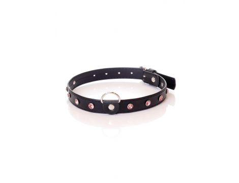 Obroża z kryształkami Fetish B Series różowa 2 cm