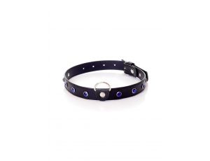 Obroża z kryształkami Fetish B Series granatowa 2 cm