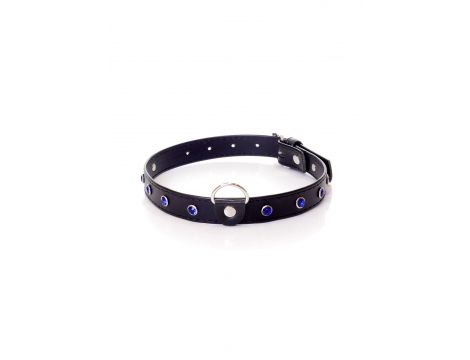 Obroża z kryształkami Fetish B Series granatowa 2 cm
