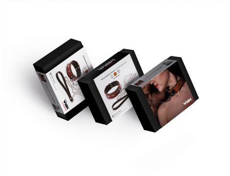 Skórzana obroża damska ze smyczą Whips Collection koniakowa - 4