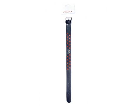 Obroża z czerwonymi kryształkami Fetish B Series 3 cm regulowana - 3