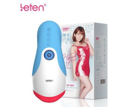 Masturbator oralny Leten z grzaniem wibracjami USB