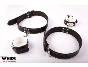 Skórzana uprząż Whips Collection na uda biała