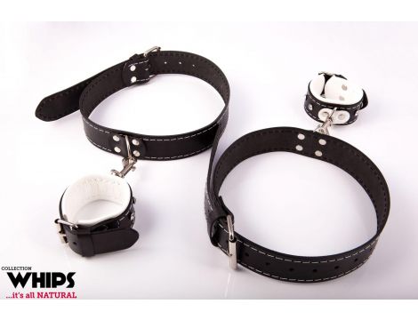 Skórzana uprząż Whips Collection na uda biała