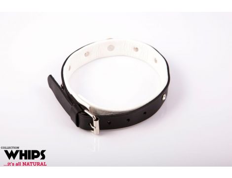 Obroża damska Whips Collection biała średnia skórzana regulowana - 2