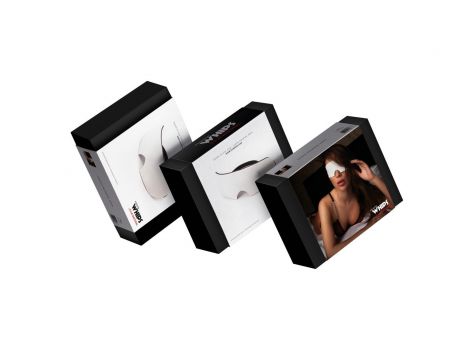 Opaska na oczy skórzana biało czarna Whips Collection - 3