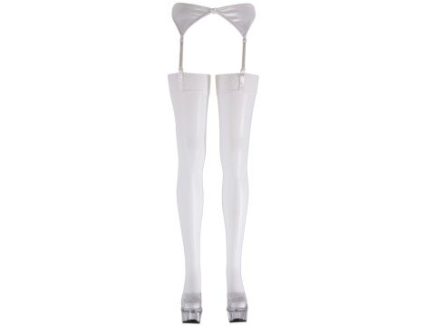 Pończochy z koronką Cottelli LEGWEAR białe 20 den - 6
