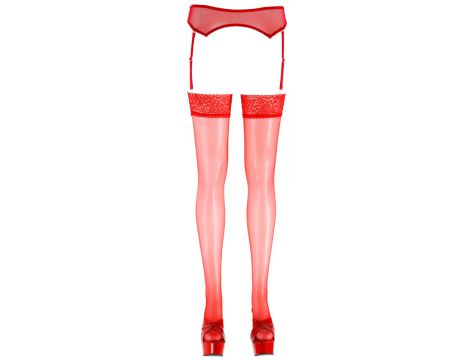 Pończochy Cottelli LEGWEAR czerwone z koronką 20 den - 6