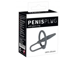 Silikonowy penis plug z pierścieniem na żołądź Penisplug 6,3 cm