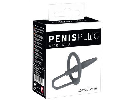 Silikonowy penis plug z pierścieniem na żołądź Penisplug 6,3 cm