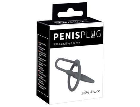 Silikonowy penis plug z pierścieniem na żołądź Penisplug 6,3 cm - 2