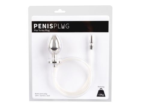 Penisplug stalowy z wtyczką analną i rurką 76 cm - 2