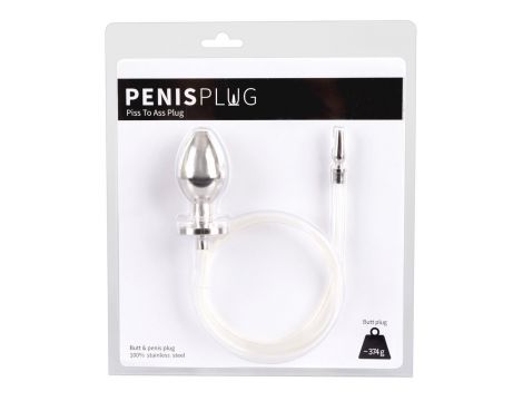 Penisplug stalowy z wtyczką analną i rurką 76 cm