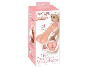 Masturbator Nature Skin 2w1 przedłużka penisa TPE 21 cm