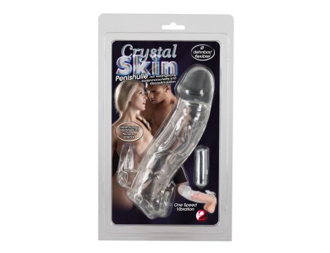 Przezroczysta przedłużka na penisa Crystal z wibracją 23 cm - 2