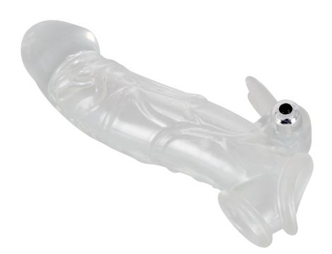 Przezroczysta przedłużka na penisa Crystal z wibracją 23 cm - 8