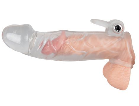 Przezroczysta przedłużka na penisa Crystal z wibracją 23 cm - 14