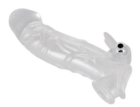Przezroczysta przedłużka na penisa Crystal z wibracją 23 cm - 9