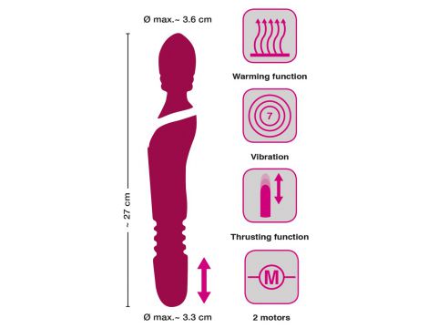 Wibrator Javida rozgrzewający z pchnięciami 27 cm USB - 15