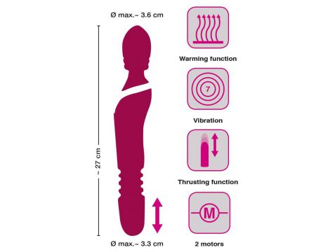 Wibrator Javida rozgrzewający z pchnięciami 27 cm USB - 18