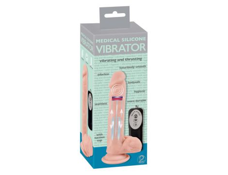 Wibrator realistyczny Medical Silicone z pchaniem 21 cm