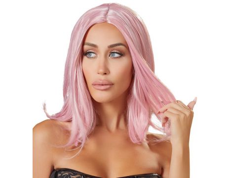 Peruka bobowa różowa Cottelli 30 cm regulowana - 5