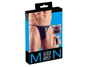 Zestaw 3 czarnych stringów męskich wetlook Svenjoyment SL