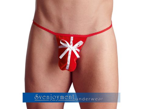Stringi męskie czerwone aksamitne z wstążkami Svenjoyment SL - 10