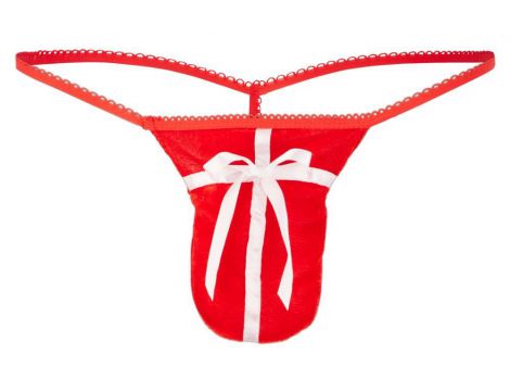 Stringi męskie czerwone aksamitne z wstążkami Svenjoyment SL - 6