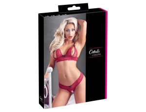 Komplet bielizny Cottelli LINGERIE koronka otwarty L