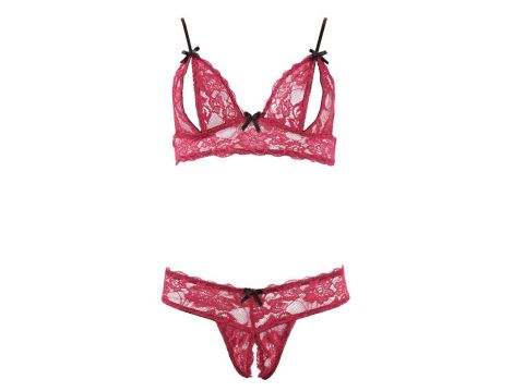 Komplet bielizny Cottelli LINGERIE koronka otwarty L - 15