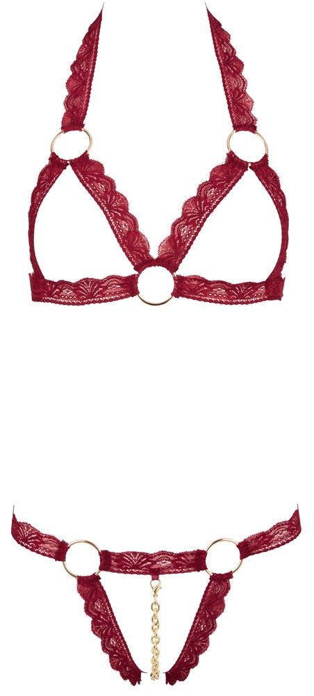 bra set open red s/m