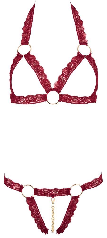 bra set open red s/m