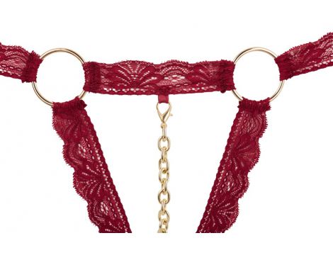 Komplet bielizny Cottelli LINGERIE otwarty czerwony M/L z łańcuszkiem - 11