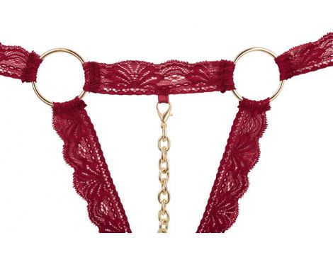 Komplet bielizny Cottelli LINGERIE otwarty czerwony M/L z łańcuszkiem - 16