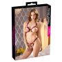 Komplet bielizny Cottelli LINGERIE otwarty czerwony M/L z łańcuszkiem - 2