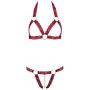 Komplet bielizny Cottelli LINGERIE otwarty czerwony M/L z łańcuszkiem - 10