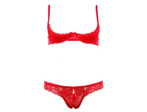 Komplet bielizny Cottelli half cup czerwony 85B - 6