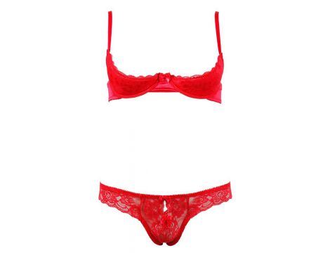Komplet bielizny Cottelli half cup czerwony 85B - 9