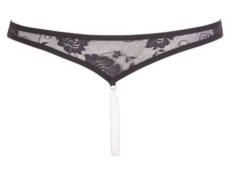Stringi koronkowe z perełkami Cottelli Lingerie czarny S - 15