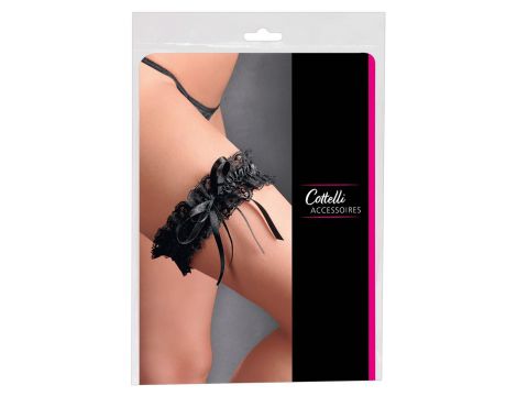 Podwiązka koronkowa Cottelli czarna z kokardką - 2