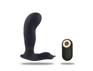 Wibrujący masażer prostaty Toyz4Lovers silikonowy czarny 12 cm z pilotem