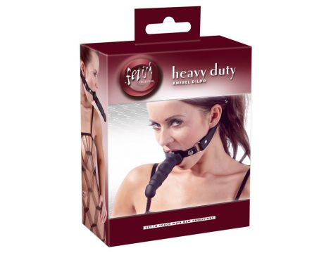 Knebel z dildo Fetish Collection czarny silikonowy 12 cm