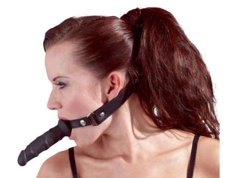 Knebel z dildo Fetish Collection czarny silikonowy 12 cm - 5