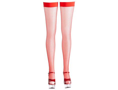 Pończochy z siatki rybackiej Cottelli LEGWEAR czerwone S - 6